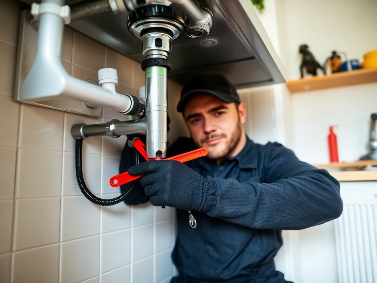 Loodgieter repareert een lekkende waterleiding onder een wasbak in Den Bosch